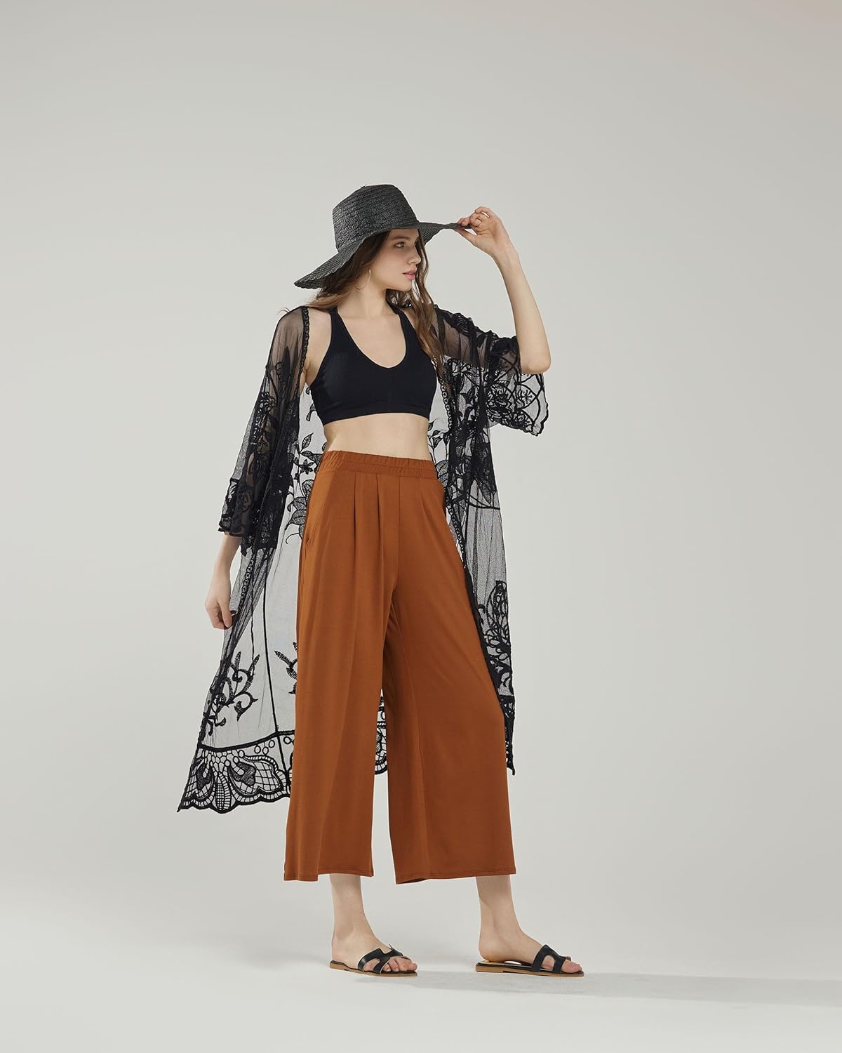 Seamless Lace Racerback Ribbed Knit Bralette Tank Top - Image 3