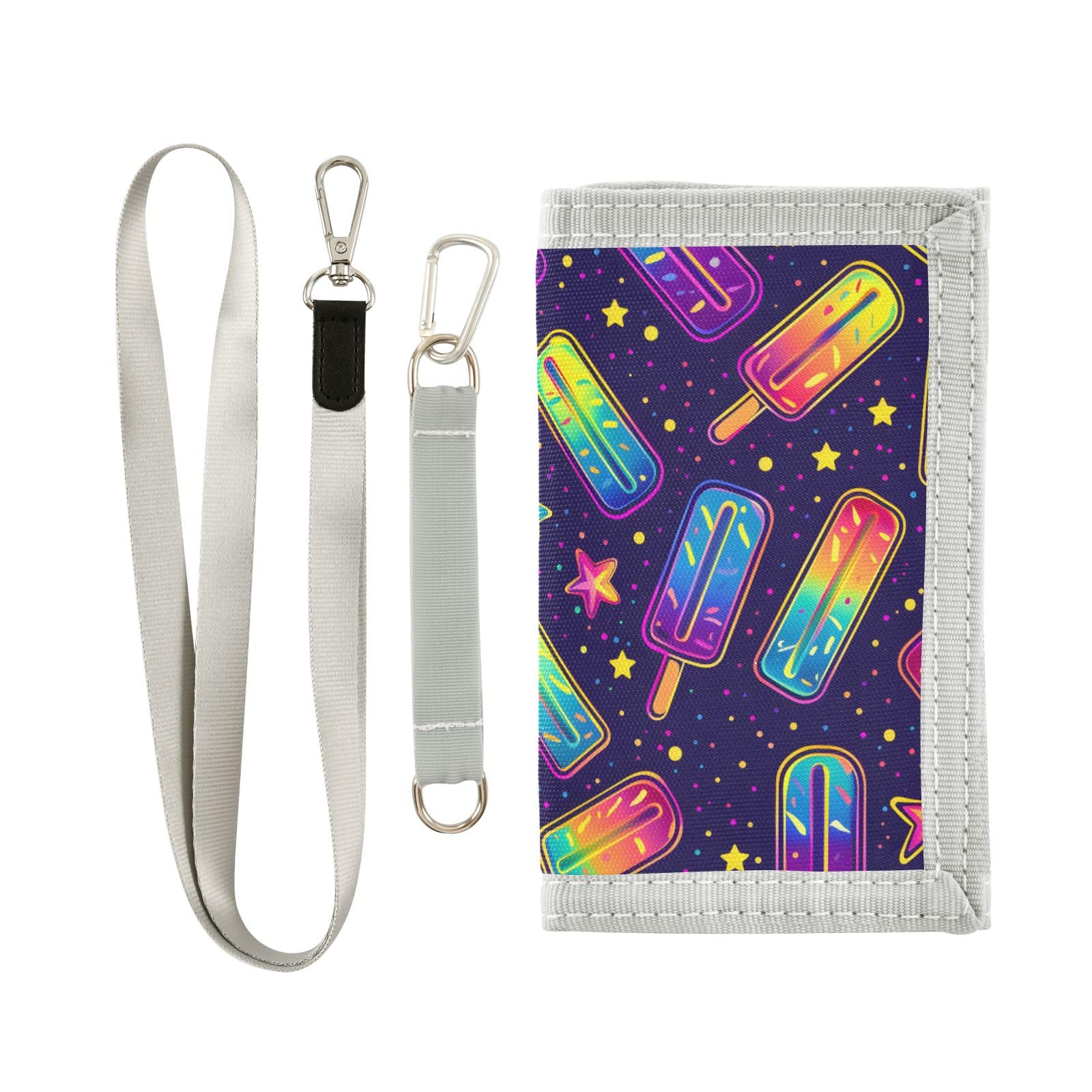 ALAZA Kids Wallets for Boys Girls Toddler Trifold Wallet Children Small Ice Pop Neon with Zipper Coin Pocket