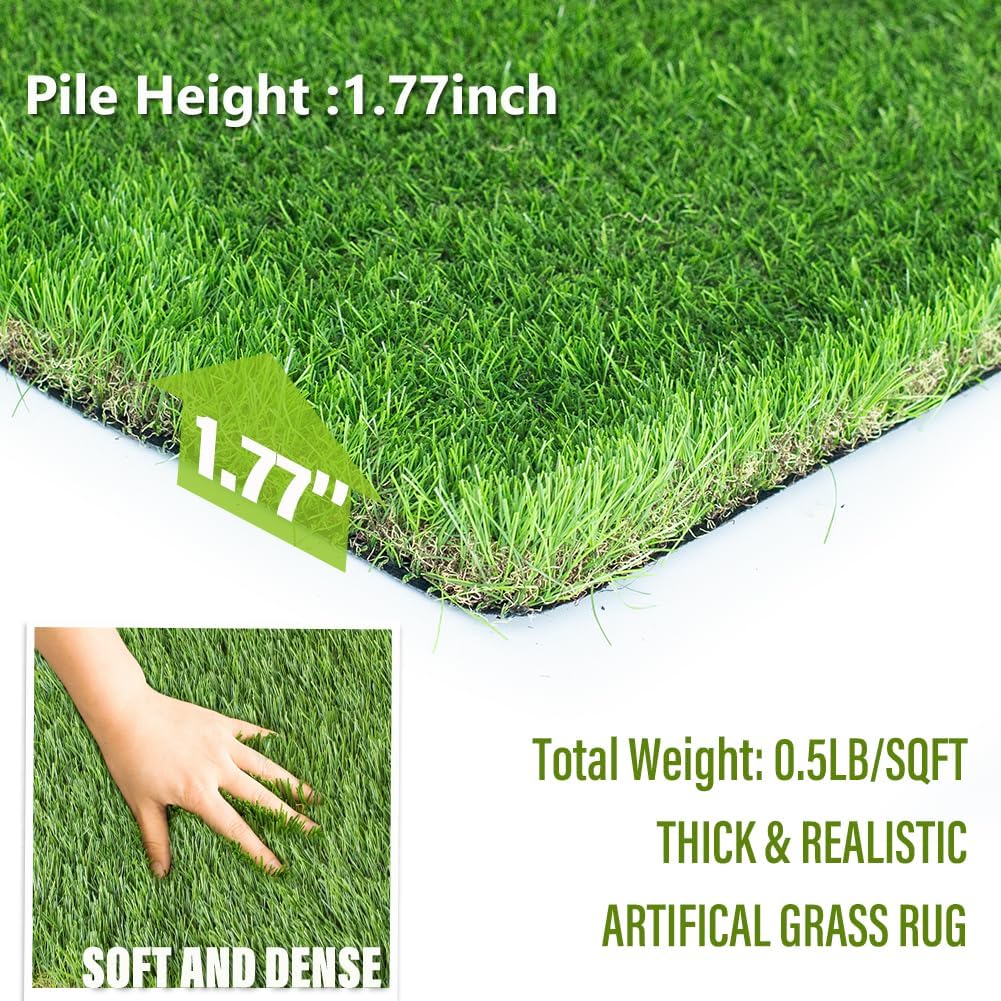 LITA Thick Artificial Grass Turf 1x8FT, 1.77 Inch Realistic Fake Grass Rug with Drainage, Customizable with Extra Large Size, Perfect for Indoor and Outdoor Use, Synthetic Grass Mat for Dogs