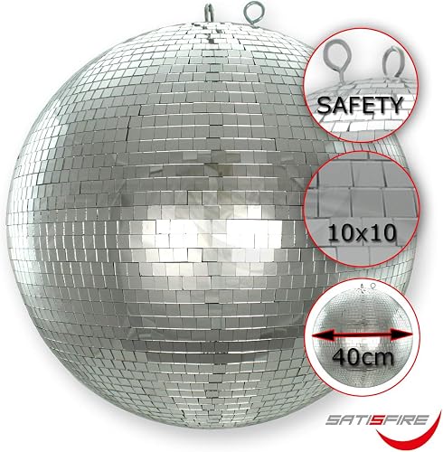 Spiegelkugel 40cm 10x10mm Facetten aus Echtglas SicherheitsaufhA ngung Safety Mirrorball mit Kunststoffkern Diskokugel mit durchgehender Metallachse und Absturzsicherung Spiegelkugel 40cm 10x10mm Facetten aus Echtglas SicherheitsaufhA ngung Safety Mirrorball mit Kunststoffkern Diskokugel mit durchgehender Metallachse und Absturzsicherung