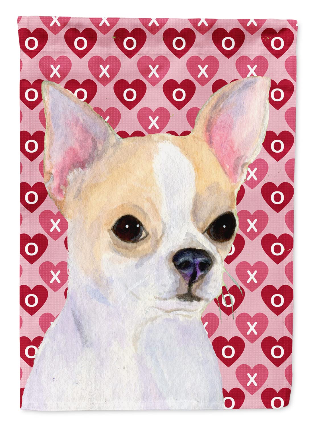 Chihuahua Coeurs Amour Drapeau Maison Portrait Toile Saint-Valentin Déco Chien