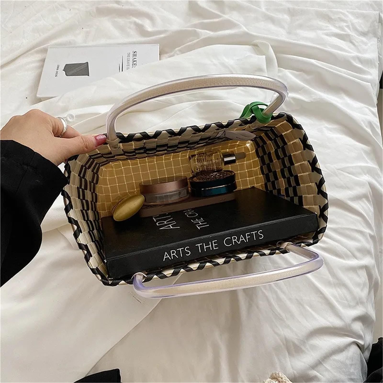 Borsa Intrecciata Donna Borsa tote in tessuto da spiaggia estiva di grande capacità Estiva