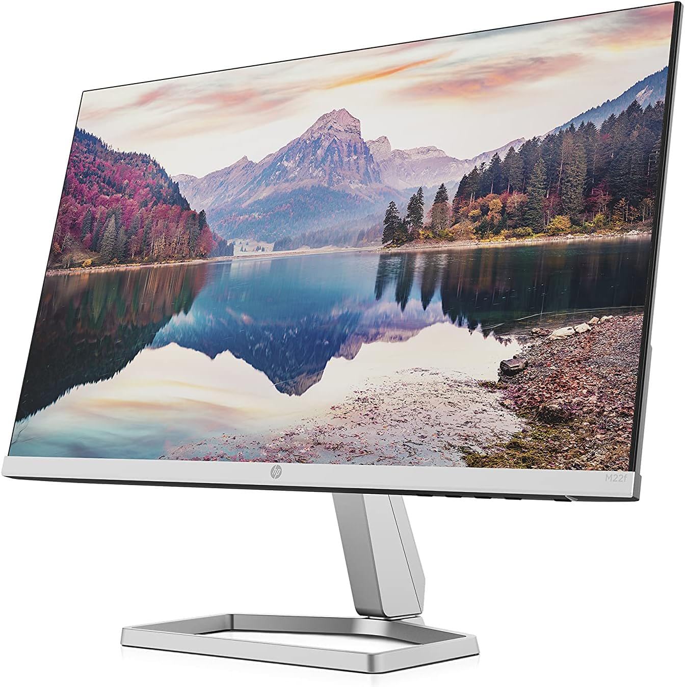 HP M22f FHD Monitor, Schermo da 21,5 Pollici Full HD, Risoluzione 1920 x 1080 Pixel con Tecnologia IPS ed EyeSafe, Micro-Edge, Antiriflesso, Tempo di Risposta 5 ms, HDMI 1.4 e VGA, Argento