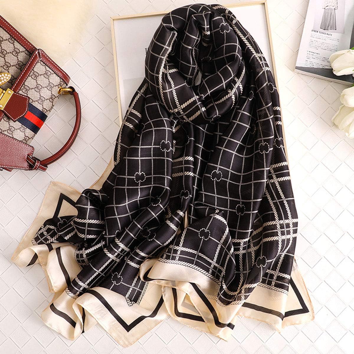 YMXHHB Silk Scarf Mulberry Silk Fashion Scarves Long Lightweight Shawl Wrap … - Image 3