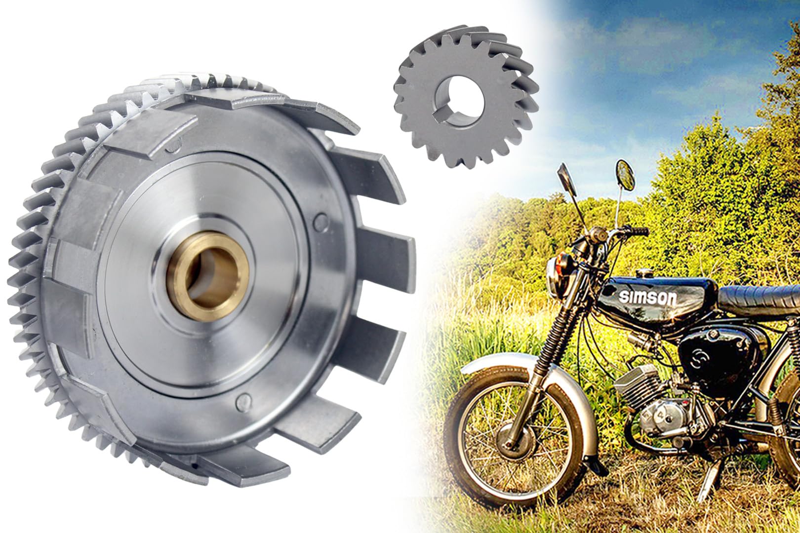 Kupplungskorb, Kupplungszahnrad 65 Zahn + Antriebsritzel 20 Zahn + Buchse für Simson S51, KR51/2, SR50, S53