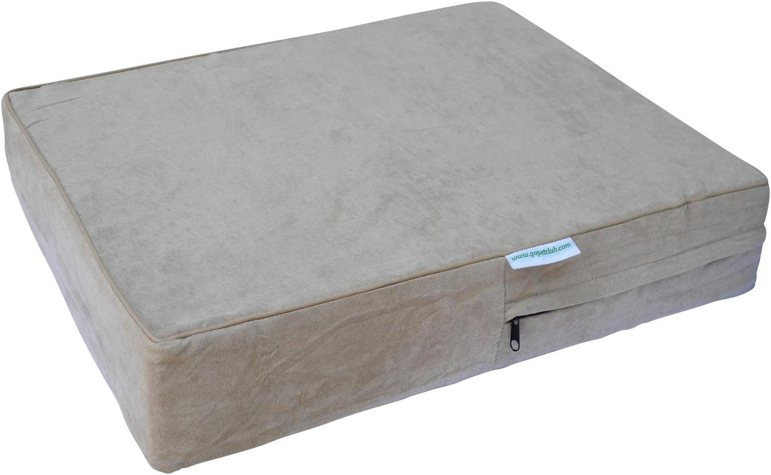 Go Pet ClubSolid Memory Foam Orthopedic Pet Bed with Waterproof Cover, 44 by 32 by 4-Inch, Khaki