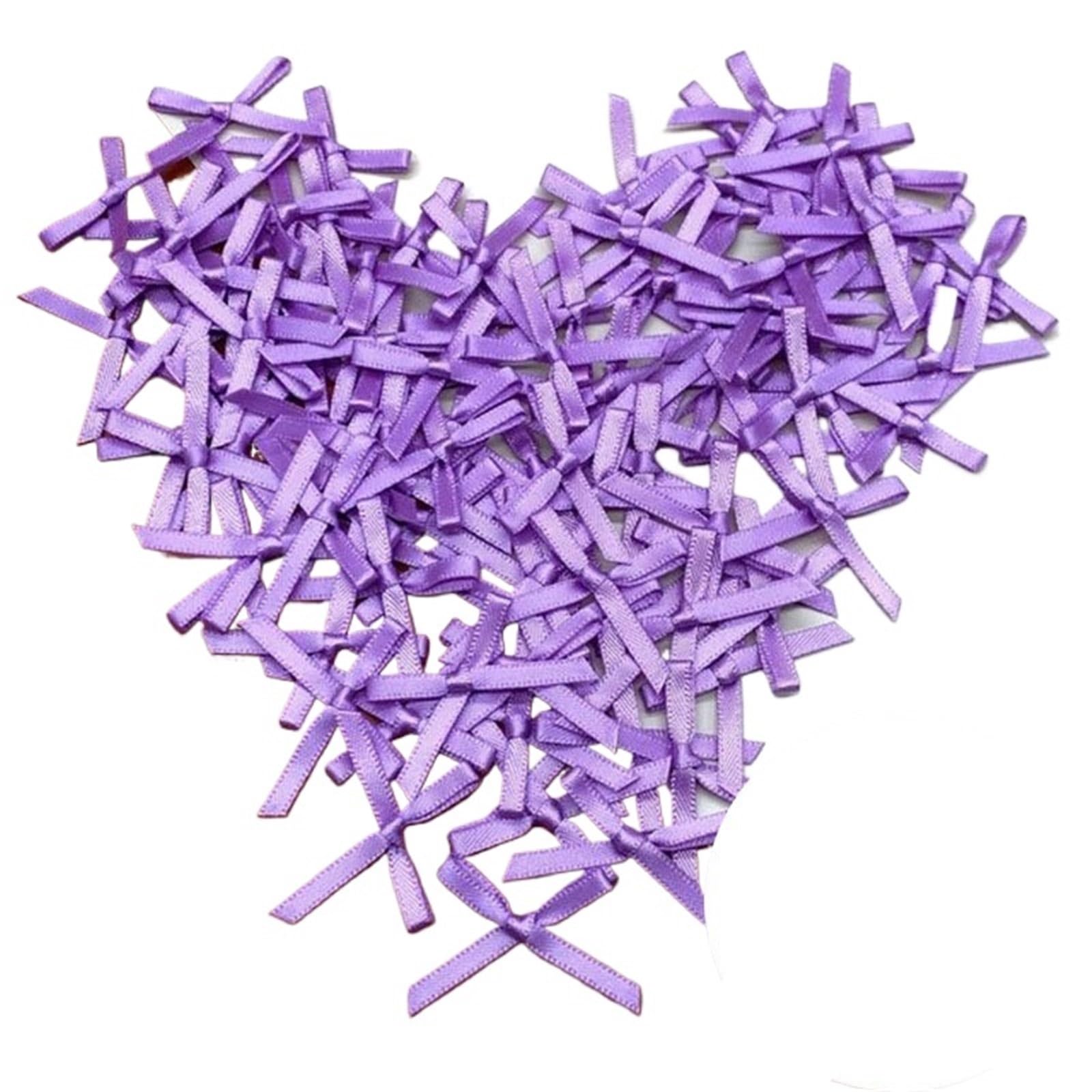 UJEDFHV Mini Bow Mini Satin Ribbon Bows Bow For Crafts Flower DIY for DIY Crafts(16light purple,100Pcs)