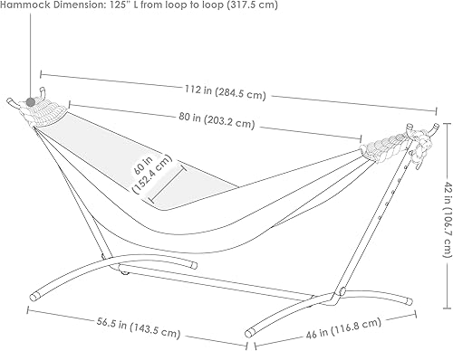 Miniatura 3 de Sunnydaze Hamaca brasileña doble con soporte y estuche de transporte, capacidad de 400 libras, soporte negro, oasis de playa