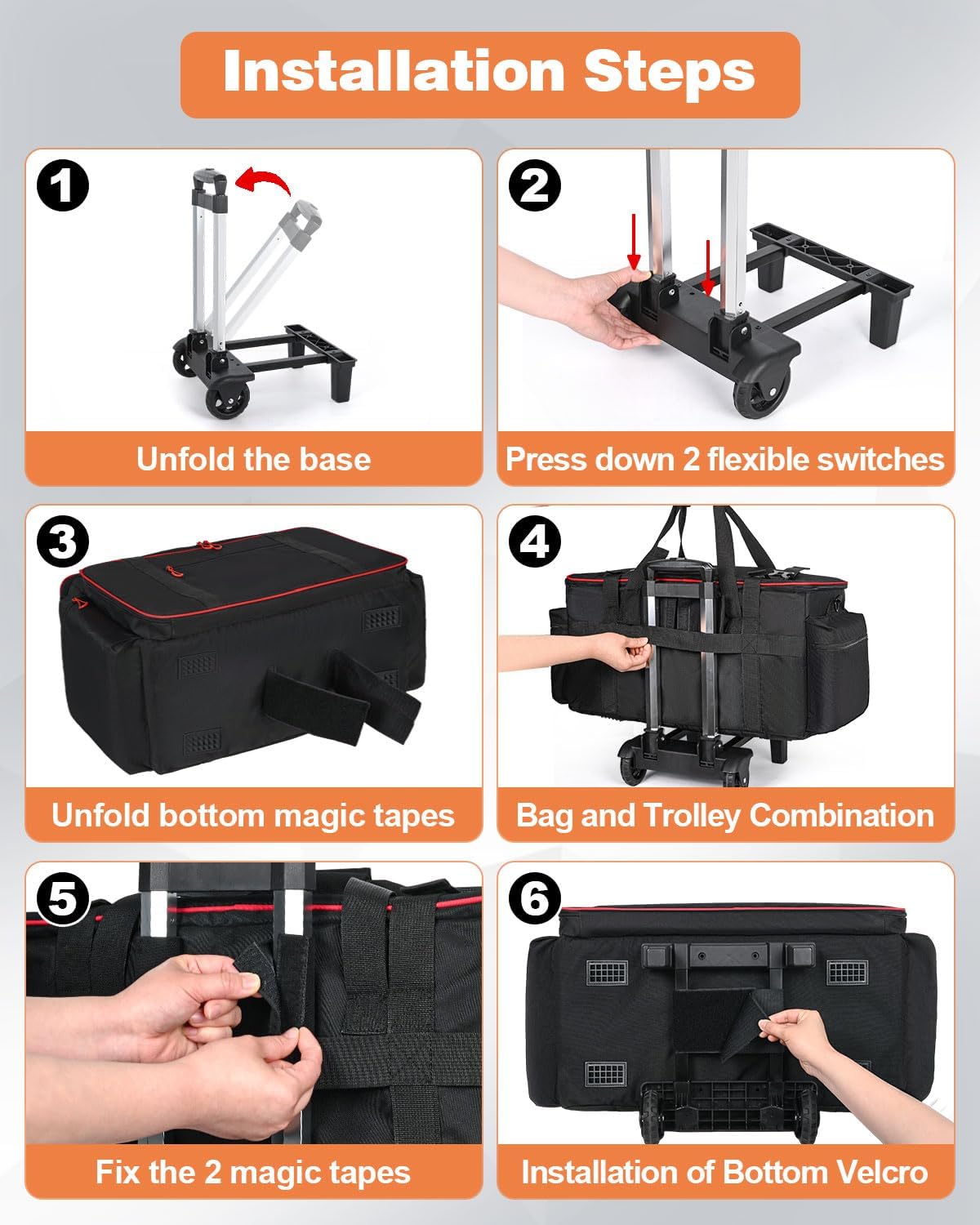 Large Rolling DJ Cable Bag with Laptop and Microphone Pocket DJ Equipment Bag with Detachable Dividers & Trolley, Padded Cable Organizer Bag, Waterproof Gig Bag for Professional DJ, Music Gear Travel