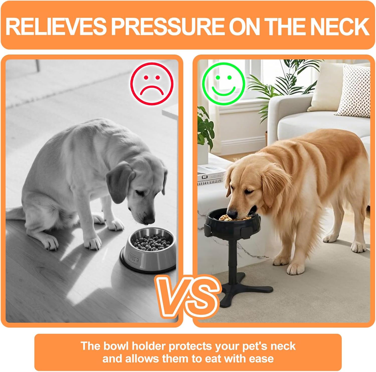 Adjustable Height Raised Dog Cat Bowl Stand with 15° Tilt, Non-Slip Base, 3 Level Feeding Elevation for Small Medium Large Dogs and Cats Includes Stainless Steel Bowls