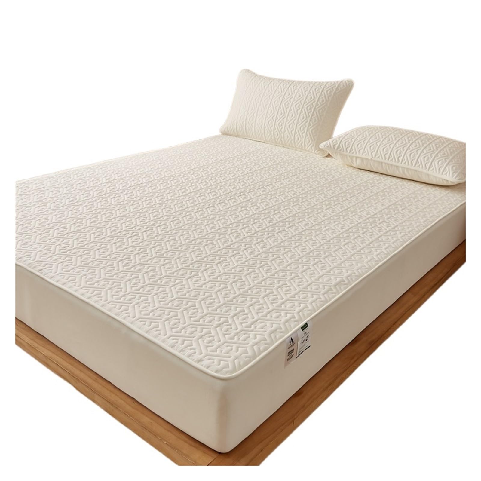Protège-matelas matelassé beige 160x200x30 cm en coton luxe