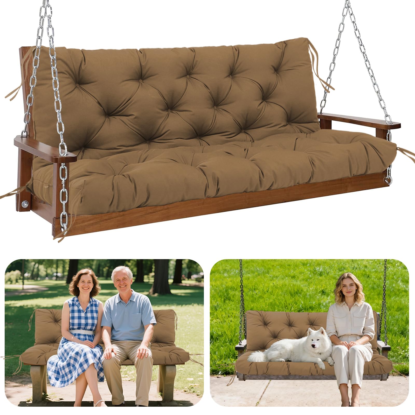 GPCHZM Hollywoodschaukel Auflage 180cm Wasserdicht Gartenbank Auflage Verdickt(12.5cm) Mit Rückenlehne Schaukelbank Auflage für Hollywoodschaukel Sitzbank Gartenbank Terrasse Hinterhof Rasen Veranda