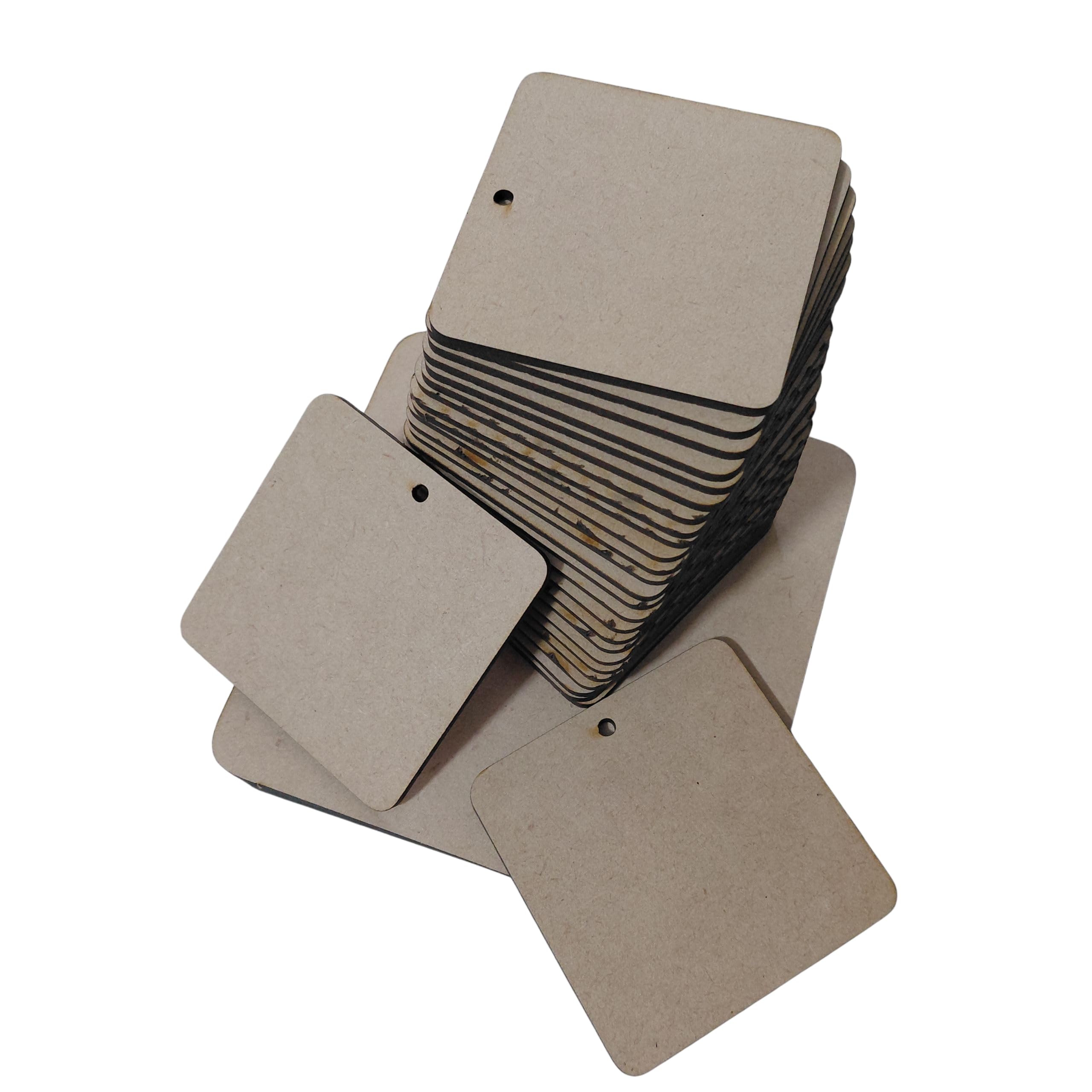 Krafty Minds Blank Square MDF Boards, 2.5 x 2.5 Inch, 12 Pack, Natural Brown Cardboard for Painting, Keychain Art, Resin Crafts, DIY Projects, School Activities-image-5