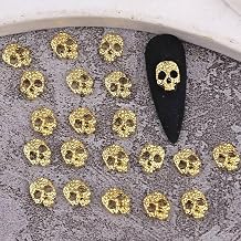 20PCS Halloween Nail Charms for Acrylic Nails 3D Gold Alloy Nail Art Charms Cute Skeleton Head Nail Art Gems and Charms Halloween Nail Jewelry Head Nail Rhinestones Supplies for DIY Manicure