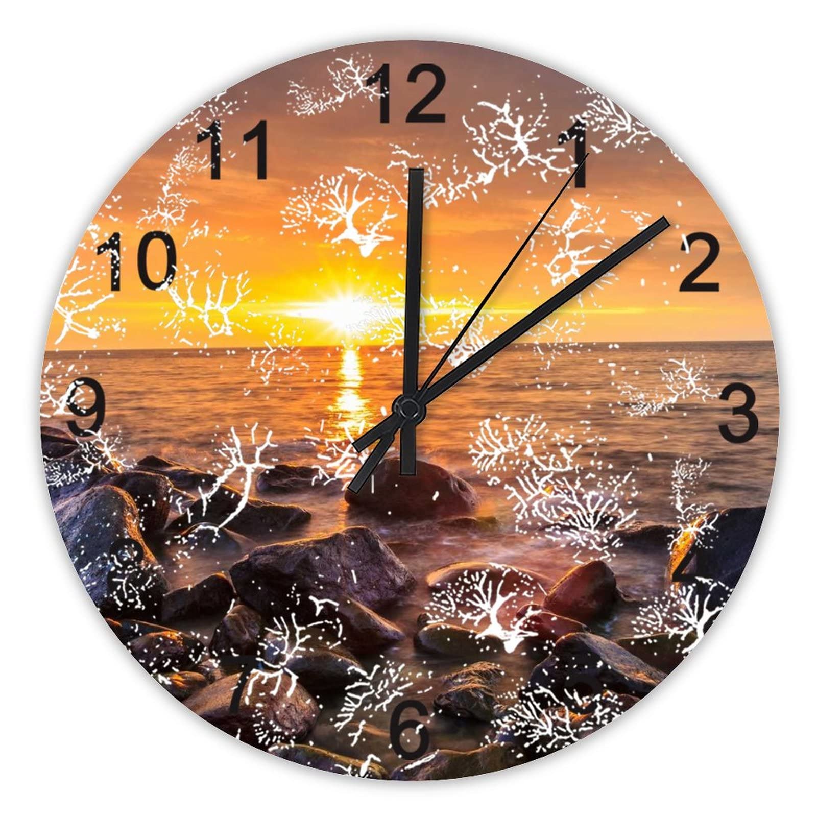 Horloge murale océan et soleil couchant pour une ambiance sereine