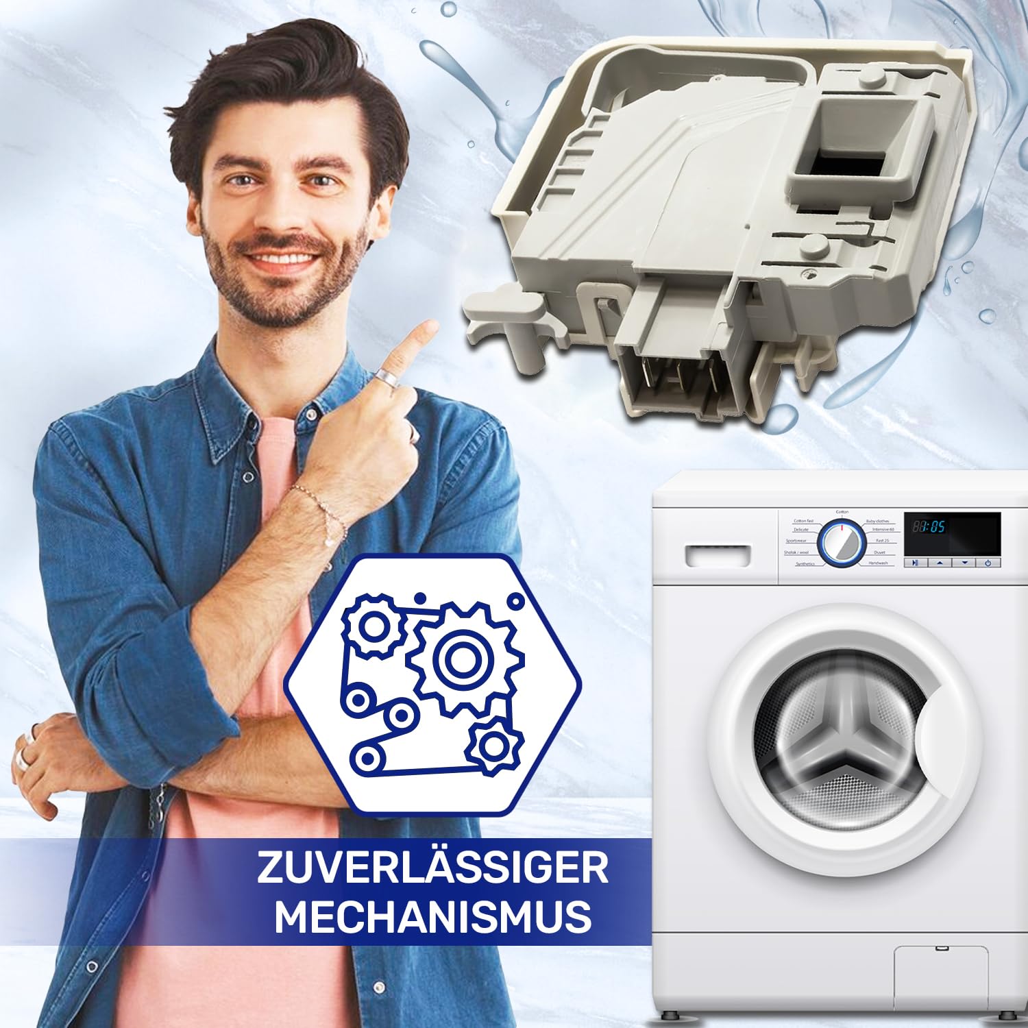 Türschloss der Waschmaschine T85 16(6) A 250V mit 3 Kontakten mit dem Originalcode 00619468 00633765 für Bosch für Siemens - Garantie 10 Jahre - MONTERAL