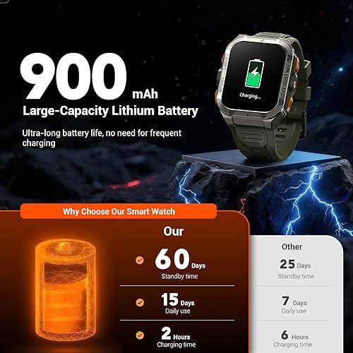 Miniatura 4 de Military Smart Watches for Men (AnswerMake Calls),1.91" Fitness Smart Watch for Android and iPhone, GPS Fitness Trackers Watch with FlashlightHeart