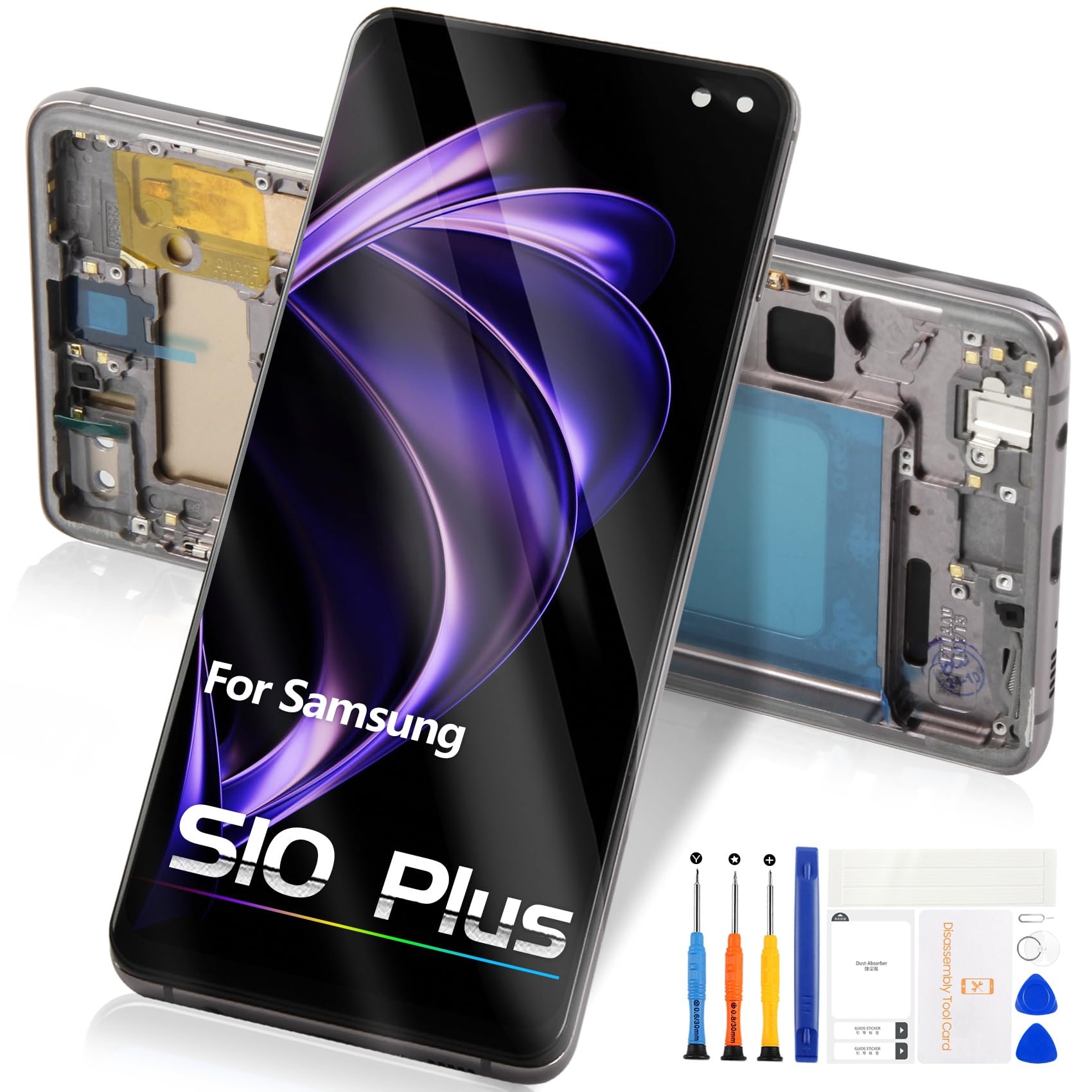 Reparo LCD Pantalla para Samsung Galaxy S10 Plus Display - para Galaxy S10 Plus LCD para Samsung S10 Plus Pantalla Táctil Digitalizador Assembly SM-G975F, SM-G975U, SM-G975W (Negro con Marco)