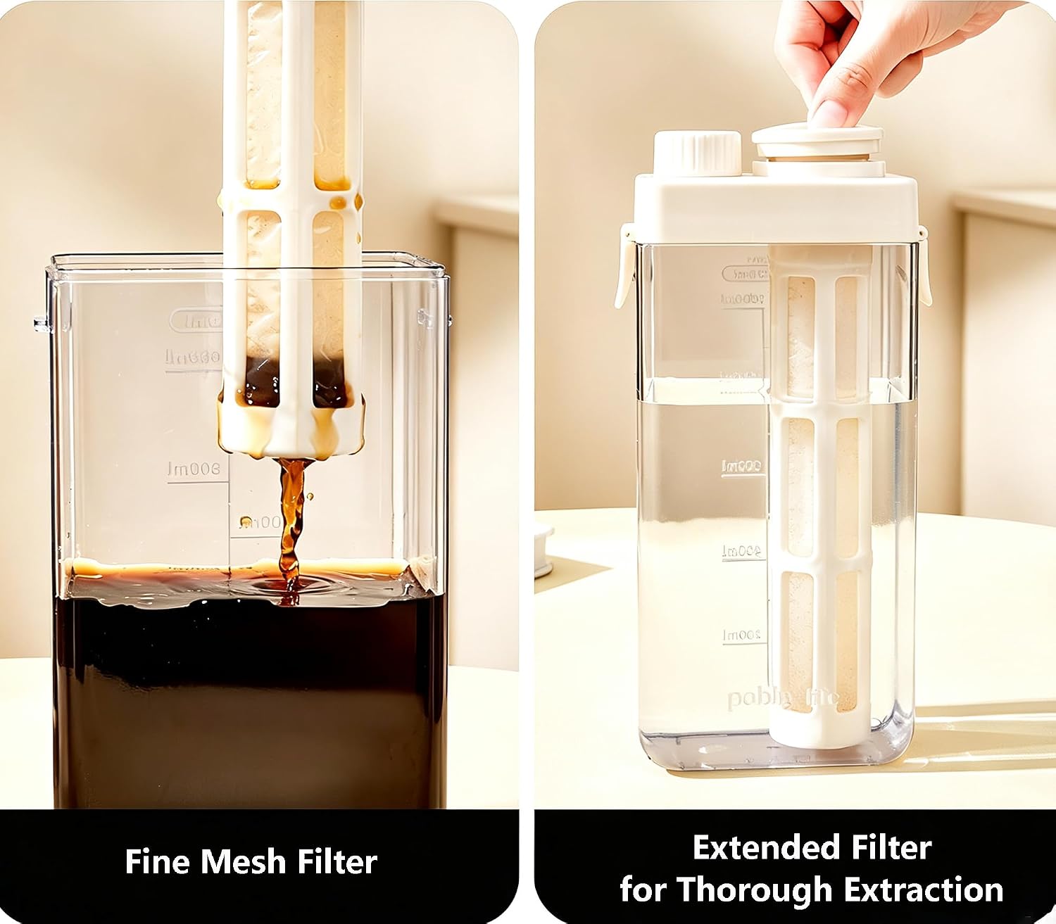 Cold Brew Coffee Maker with Upgraded Filter Rectangular Shape Portable Leak-Proof