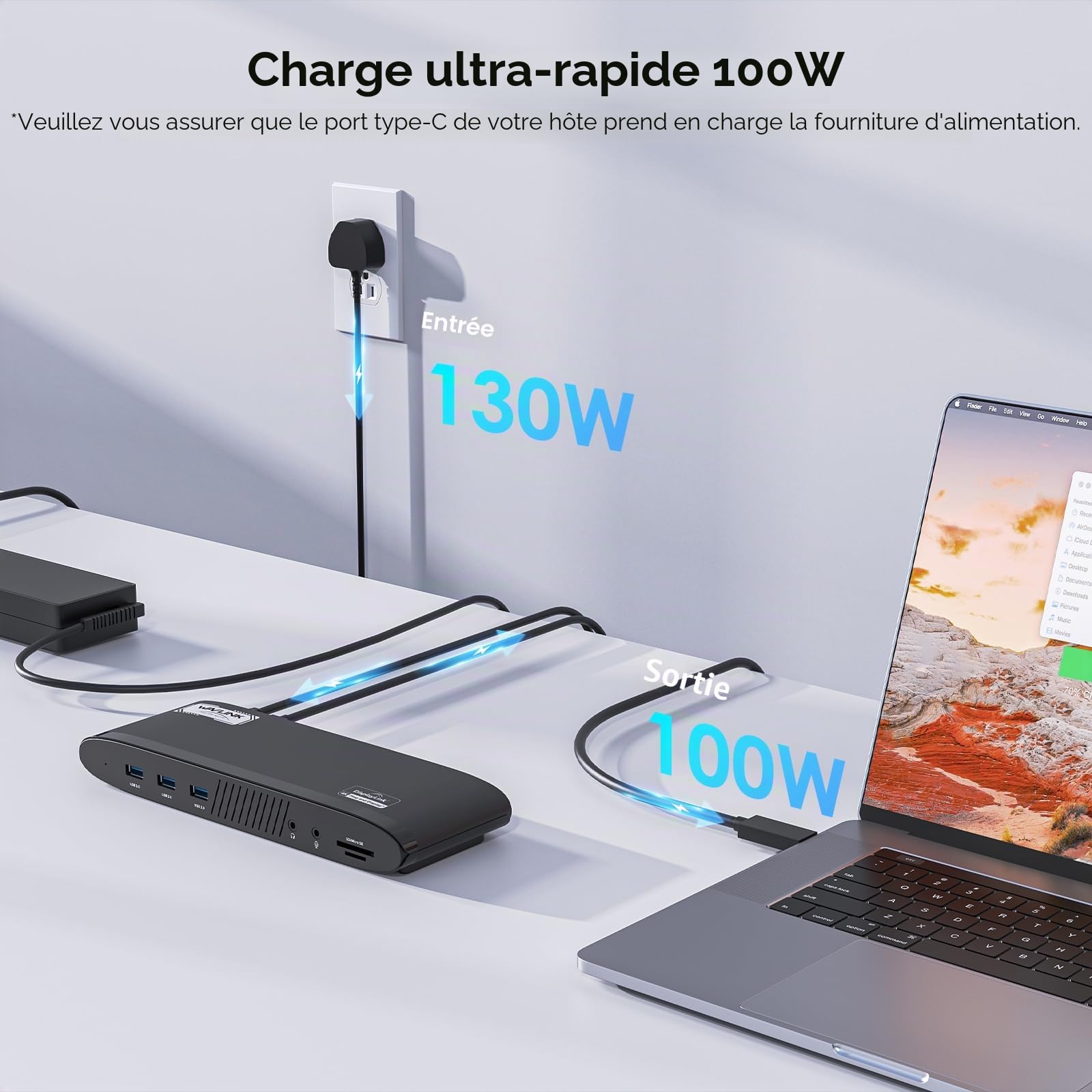 WAVLINK Station d'accueil pour Deux écrans 5K, Docking Station avec PD 100W, 2x4K HDMI, 2x4K/5K DP, 5 Ports USB, SD/TF, Ethernet,Audio, Station d'accueil USB C pour MacBook Neo,Mac M1/M2/M3/M4/Windows