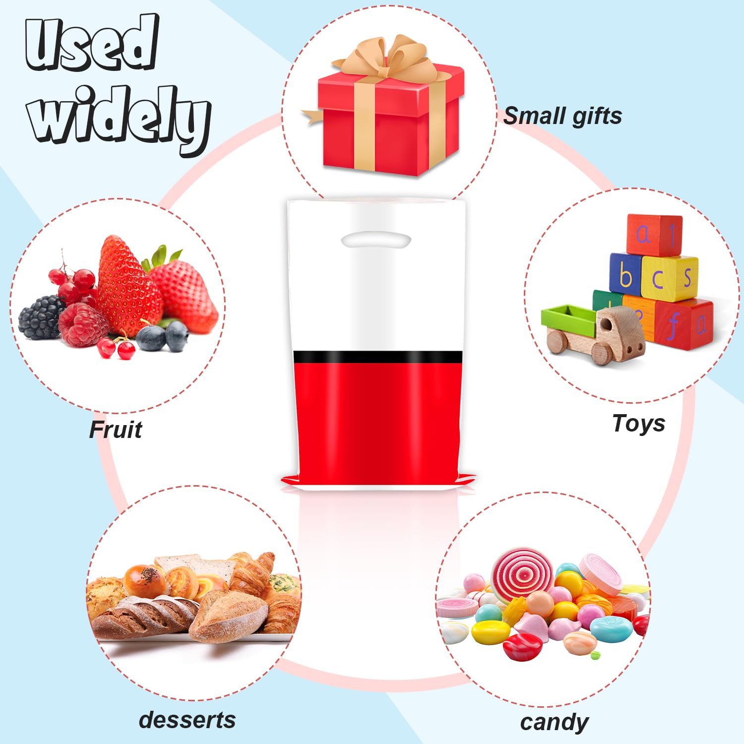 ADARRO Geschenktüten Set – 30 Stück, Rot-weiß, 25x17 Cm, Mit Griffen