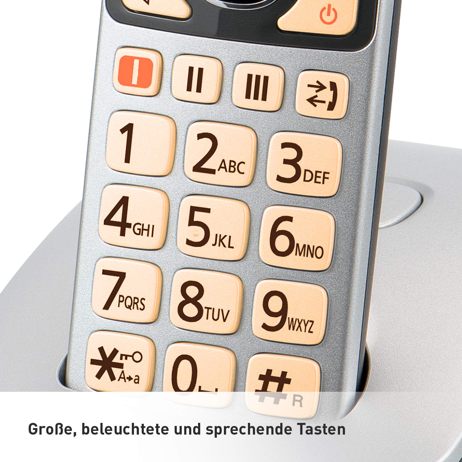 Panasonic KX-TGE522GS DECT Seniorentelefon mit Notruf, Silber-schwarz & KX-TGE510GS DECT Seniorentelefon mit Notruf (Großtastentelefon, schnurlos, extra Lautstärke) Silber-schwarz