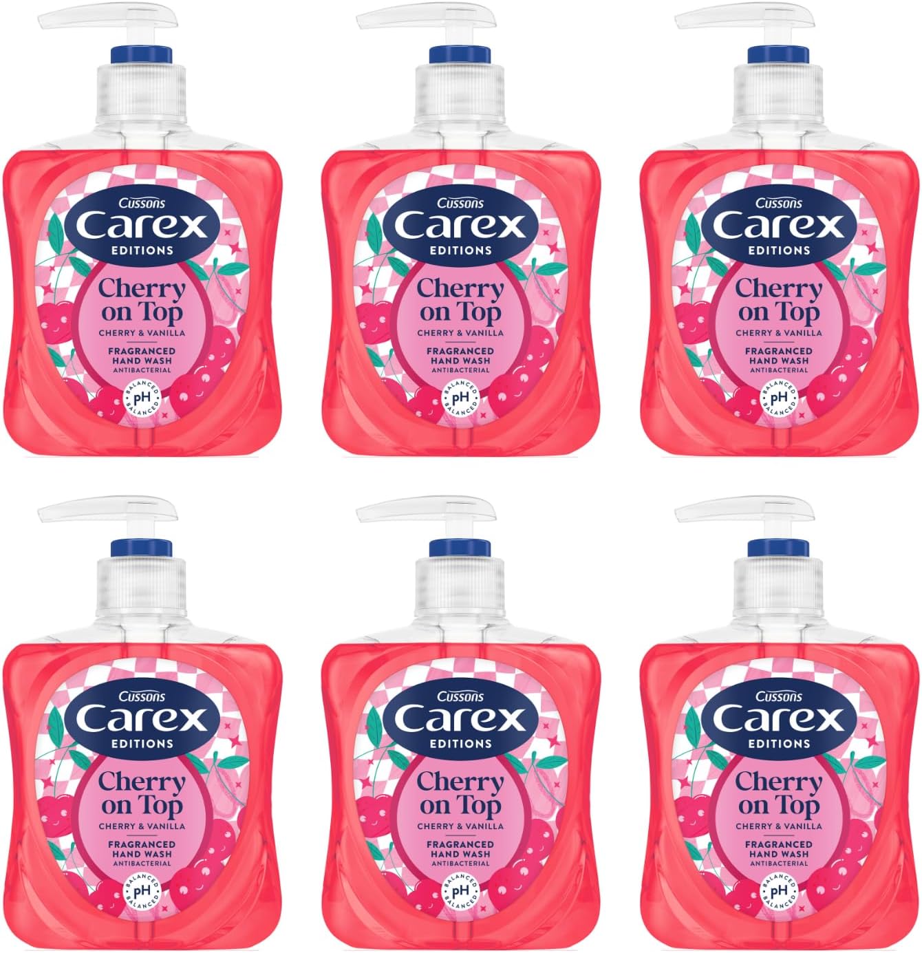 Carex Cherry On Top Antibacterial Handwash 6x250ml, Antibacterial
