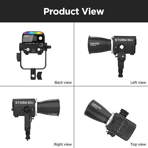 Miniatura 5 de Aputure Storm 80c RGB LED luz de video  80 W fuente de punto a todo color, 20,185 Lux 3.3 ft, 1800K-20,000K, mezcla avanzada de diodos, CRI97, IP65