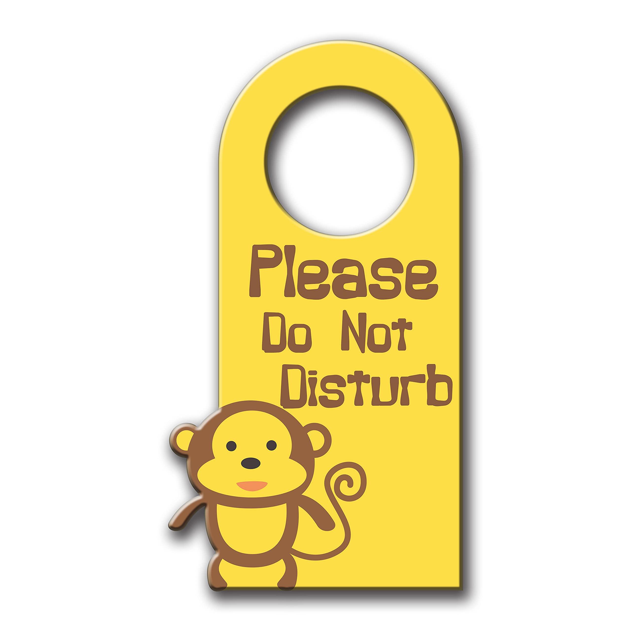 Yey Door Hanger Do Not Disturb Cute Monkey Design - Door Sign/Door Knob Tag (Pack of 1, 8x3 inches, MDF Wooden Material)