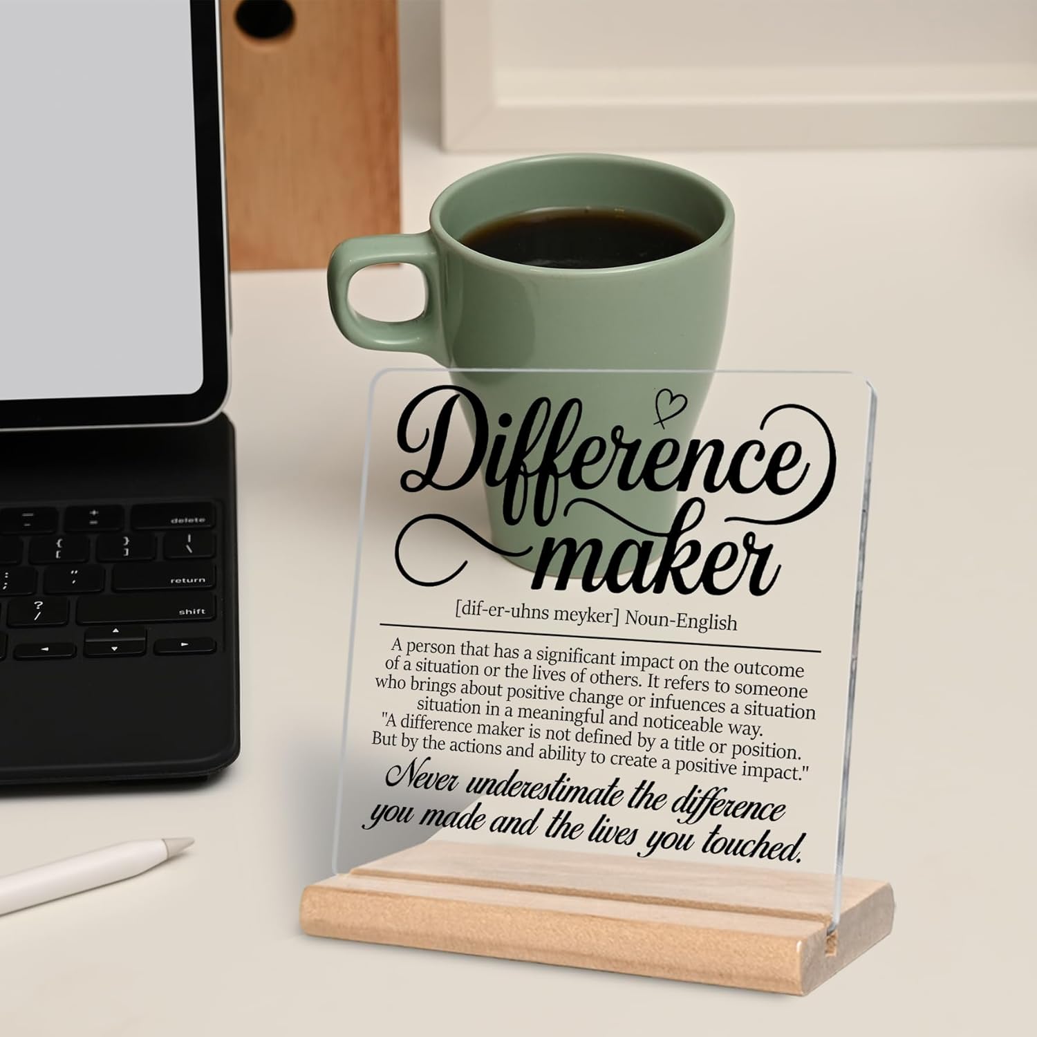 Inspirational Gifts for Coworker, Difference Maker Definition Acrylic Plaque Sign, Thank you Gifts, Therapist Gifts for Boss, Leader, Employee, Manager and Mentor, Office Home Decor for Desk - Image 4