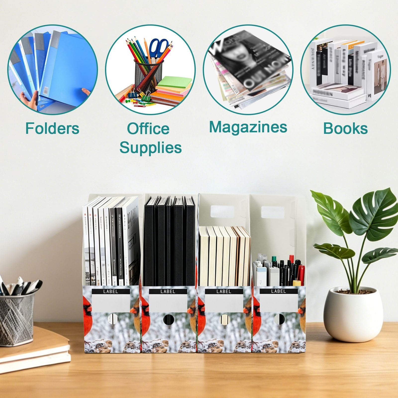 Winter Bird Red Paper Organizer per scrivania
