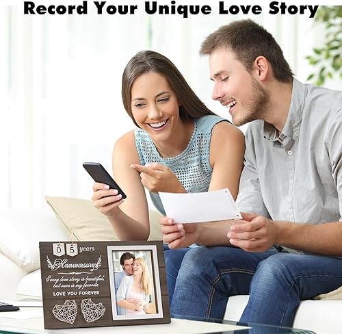Miniatura 4 de Yakucho Marco de boda de aniversario, marco de fotos de compromiso, marco de fotos de 1 a 99 años, con letrero excepcional "Every Love Story Is