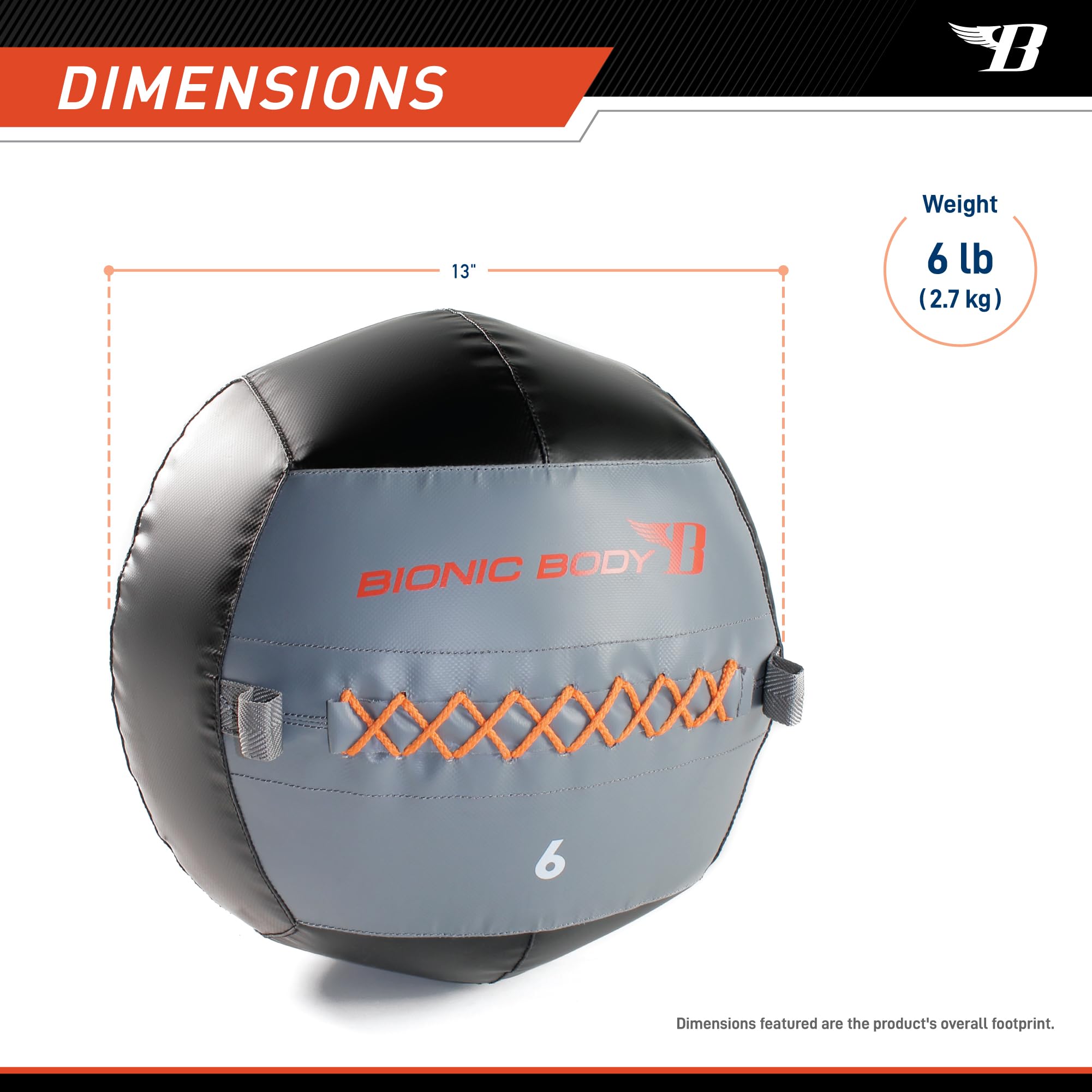 Bionic Body Soft Medicine Ball Weighted Slam Wall Ball for Cardio Workout and Core Training Ideal for Squat, Lunge, and Partner Toss 6, 10, 14, 20 LB.