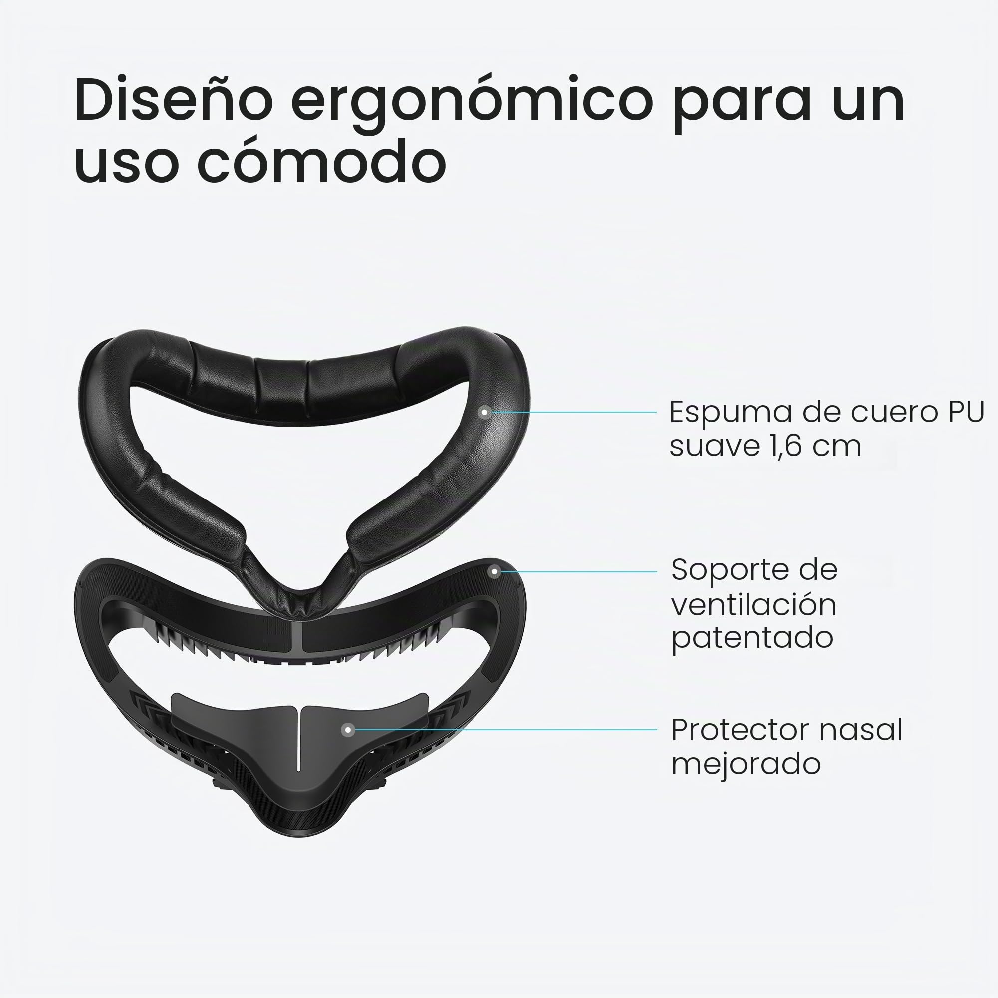 KIWI design Face Cover Cómoda Compatible con Quest 2 Accesorios, Diseño de Circulación de Aire de Interfaz Facial Transpirable
