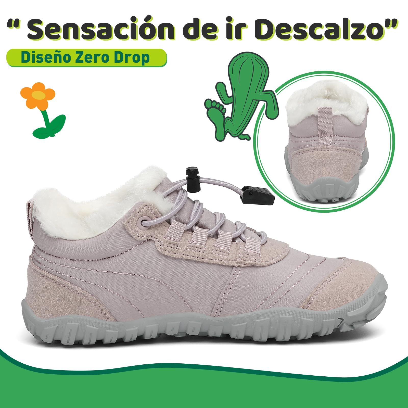 SAGUARO Barefoot Botas de Invierno Niños Cómodas y Lígeras con Forrados Caliente - Will Ⅰ, Talla 25-36