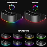 KAFRI Charging Dock for Meta/Oculus Quest2/3/3S with USB and Type C Ports, VR Headset Charging Stand and Controller Holder with RGB Lights, Charger Station Accessories, Black(Not Charge Controller)