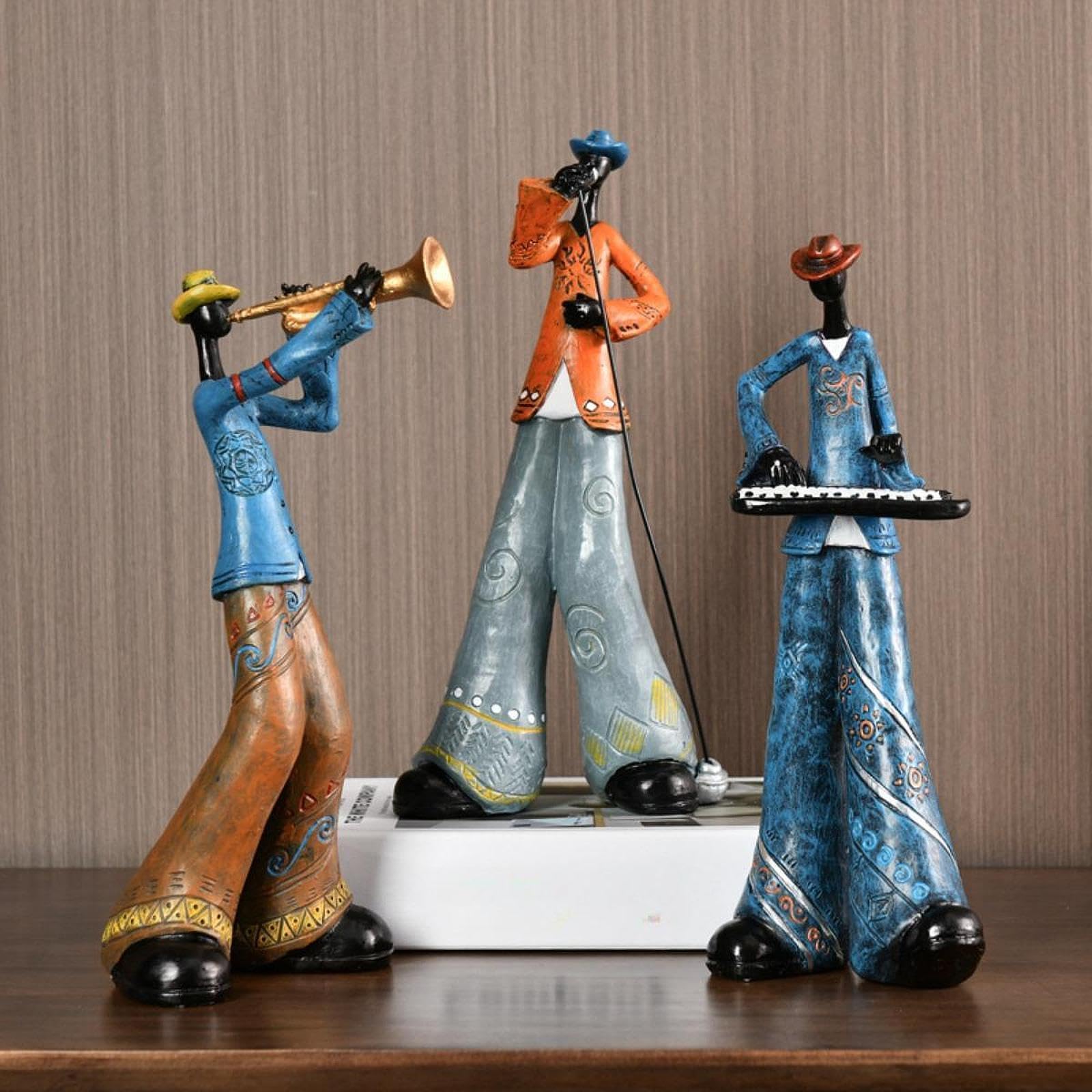 Statue di gruppi rock, sculture di musicisti estetici, statuette di musicisti, set di ornamenti in resina, scelta regalo per gli amanti della musica,