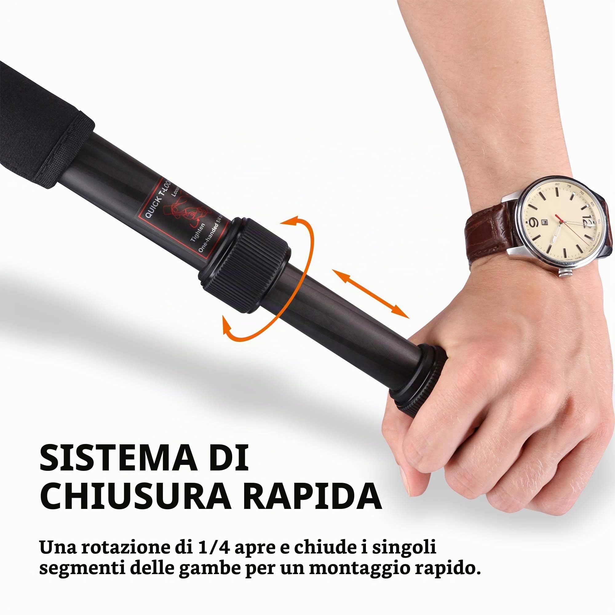 Rollei CT-5C, Treppiede Compatto inclusa Testa a Sfera, Funzione Monopiede, Carico max.: 8 kg, Carbonio, ARCA SWISS Compatibile, Nero
