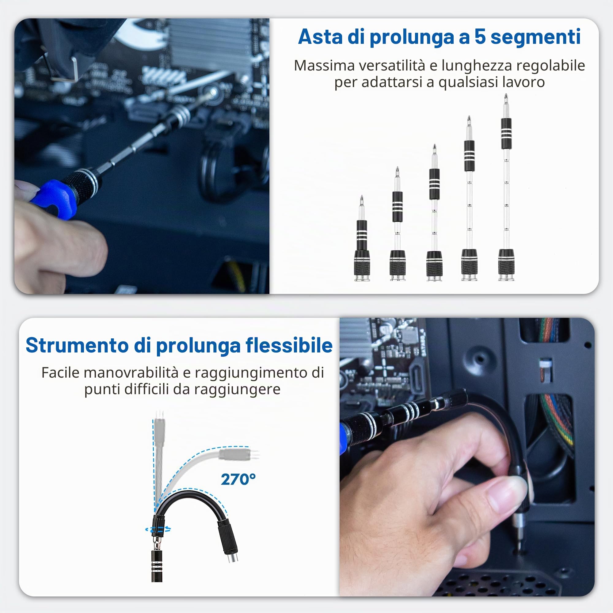 XOOL Kit Cacciaviti di Precisione 62 in 1, Cacciaviti Magnetici per Riparazioni Elettroniche, Smartphone, PC, Computer Portatile, iPhone, MacBook, Tablet e Altri Dispositivi
