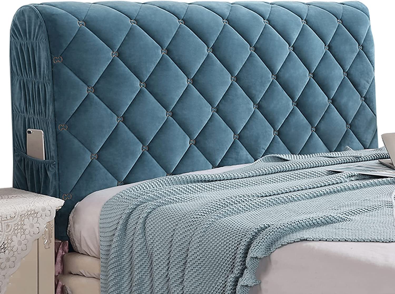Headboard Covers Slipcover, Stretch Bed Headboard Covers, Small Square Jacquard Dustproof Protector Cover for Upholstered Headboard (Milk White, Queen Headboard Length ( Color : #25 , Size : 120cm/47i