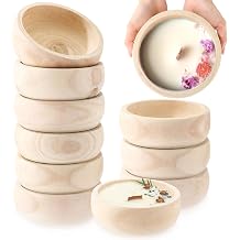 10 Pcs Wooden Dough Bowl for Candle 6" x 2" Paulownia Wood Round Candle Bowl Hand Carved Decorative Serving Tray Rustic Home Decoration for Kitchen Wedding DIY Crafts FarmhouseClassic Color