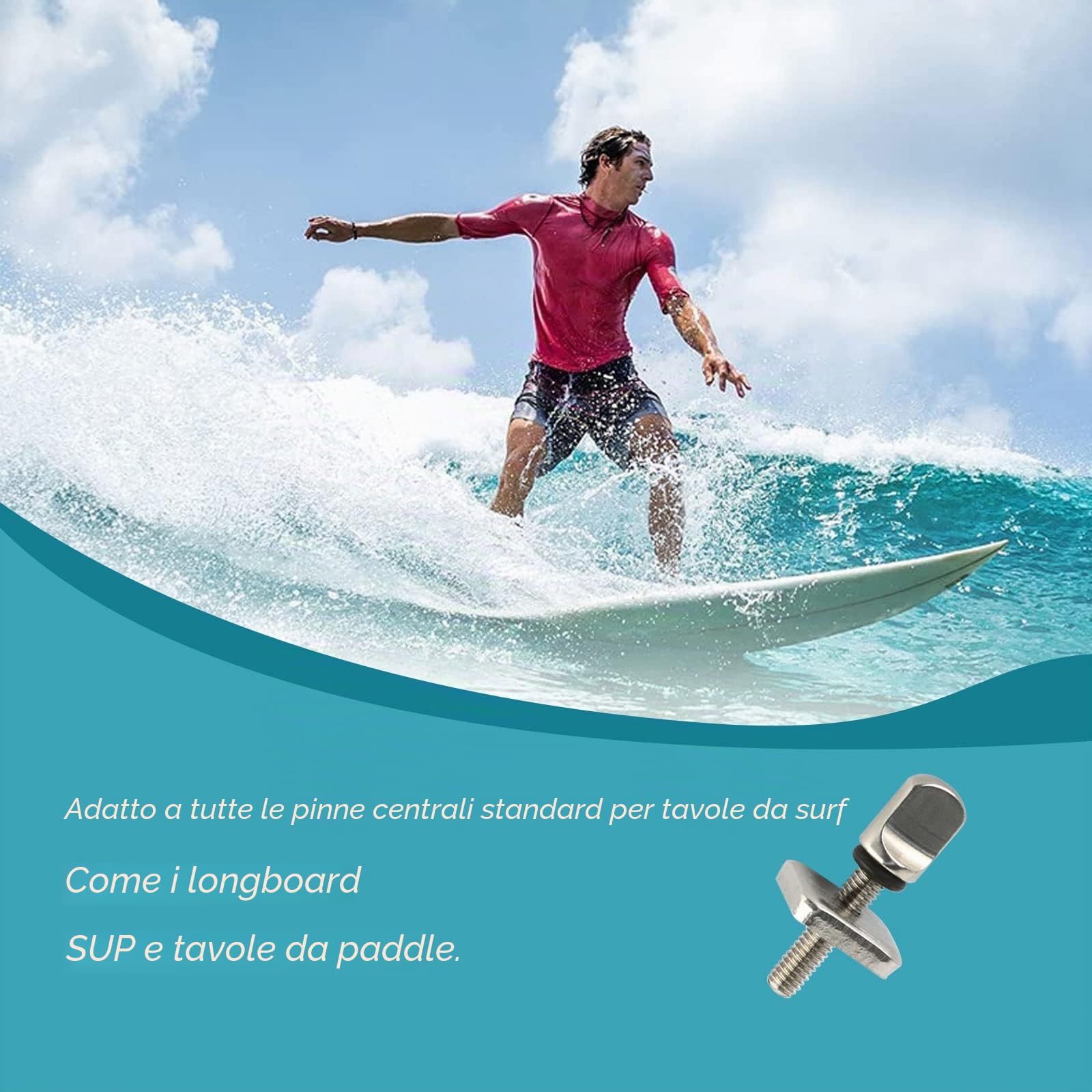 10 Pezzi Vite per Tavola da Surf Vite per Pinna per Sup Viti per Pinna per Tavola da Surf Vite per Longboard in Acciaio Inossidabile,Ricambio per Surf per SUP e Tavola da Paddle, 3 * 1,4 cm