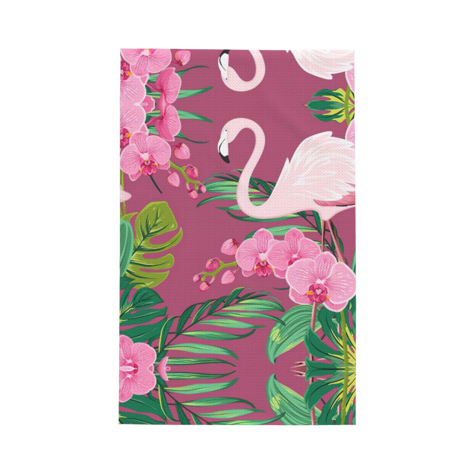 XXahnbm Tropical Leaves And Flamingo Print Waffle Kitchen Towel,Absorbent Hand Towel