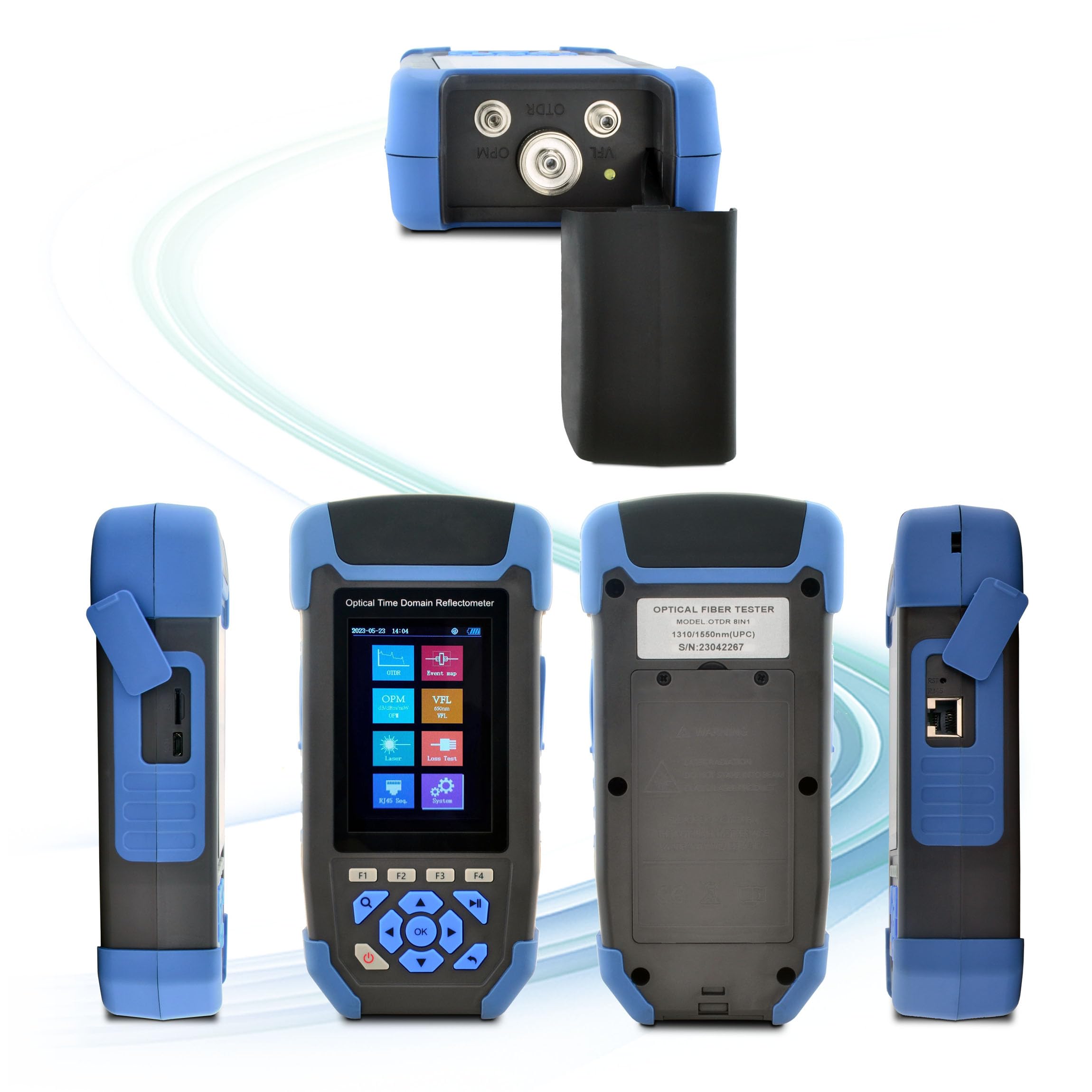 1310/1550 nm 24/22 dB 8 in 1 OTDR + scheda evento+test di perdita+VFL+OPM+OLS+RJ45 e illuminazione 3,5" Screen LWL Tester con SC/UPC+LC/UPC&APC (OTDR42F-T1)