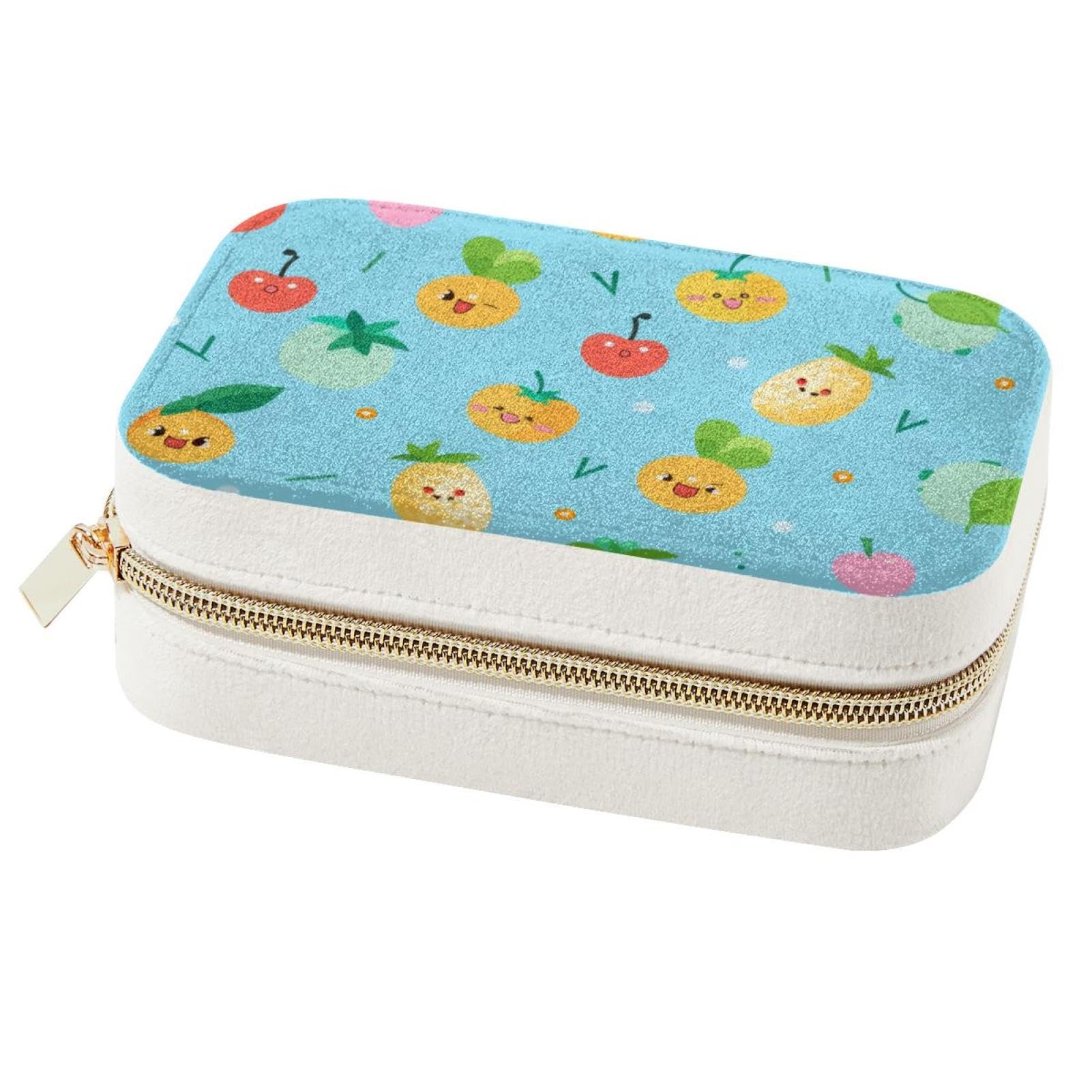 Boîte à bijoux motif fruits verts spacieuse pour organiser vos bagues et colliers au quotidien
