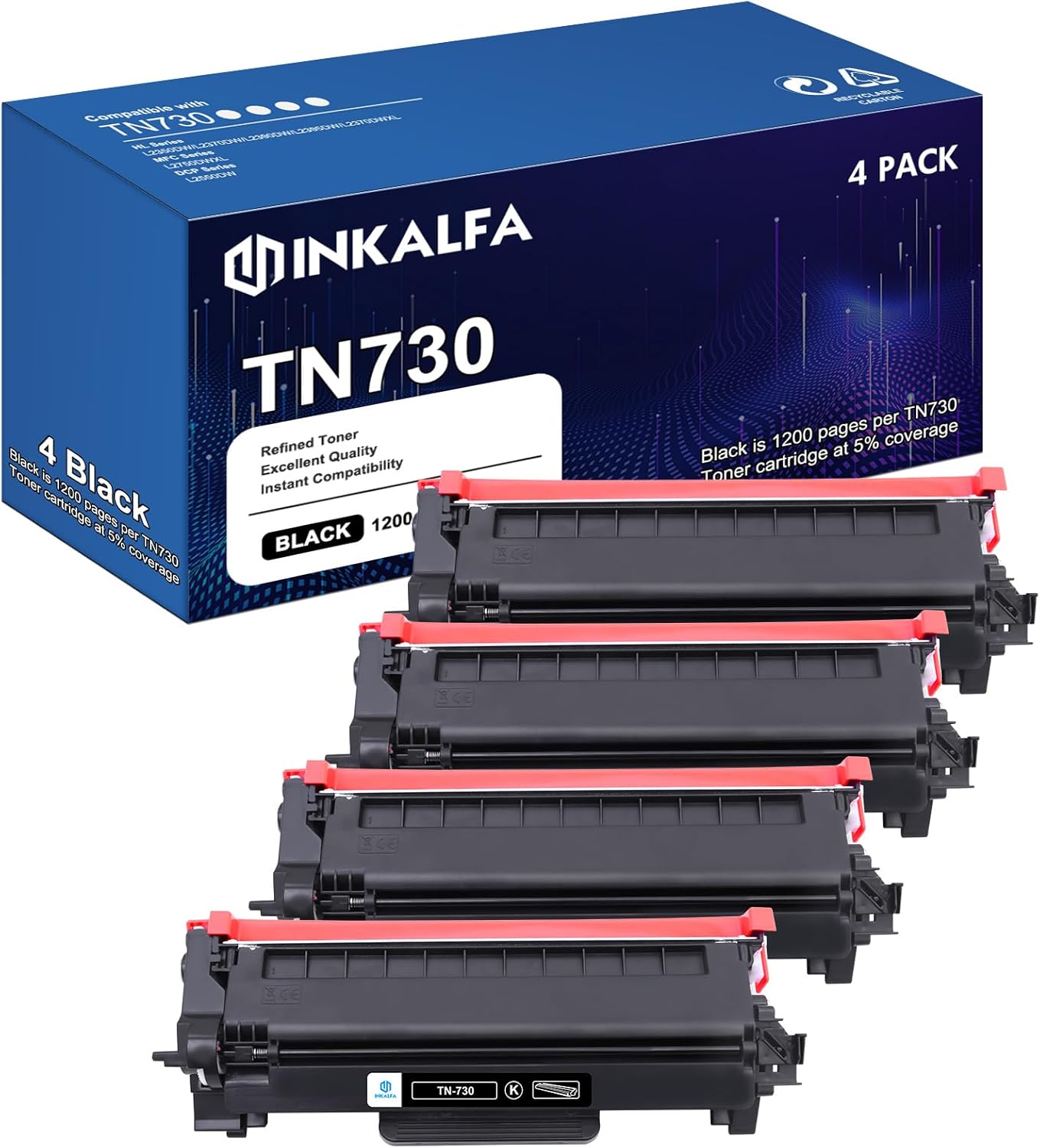 Lot 3 Toners Noirs Compatibles Brother TN3390 / TN780 – DUSTON – Neufs