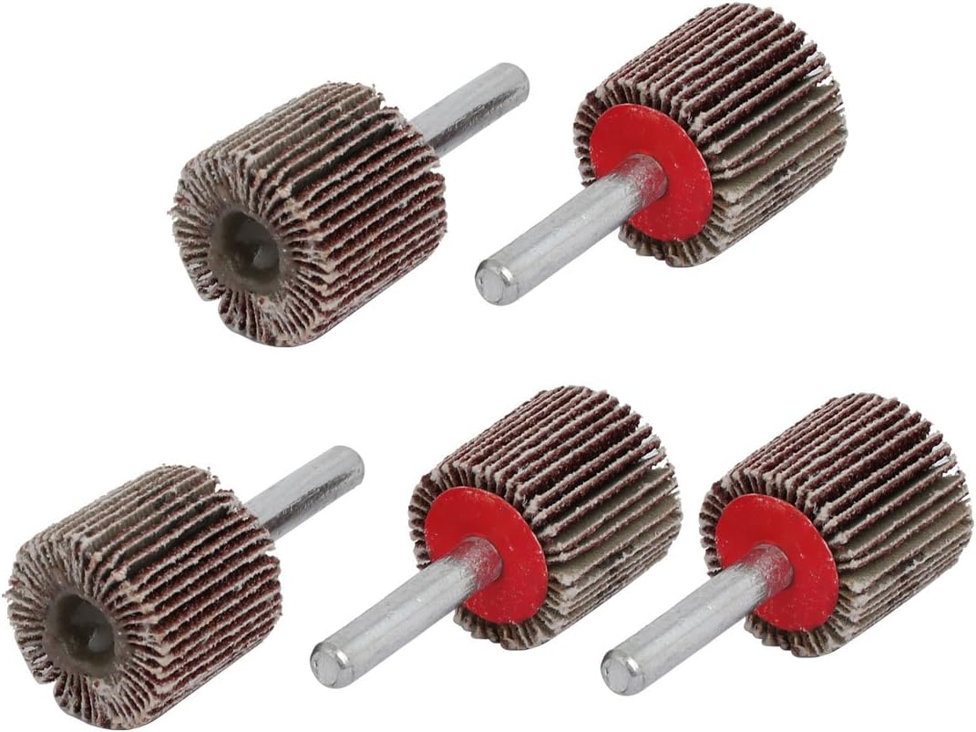 25mm Dia 80 Grit Cylindrical Head Emery Cloth Abrasive Flap Wheel Brown 5pcs