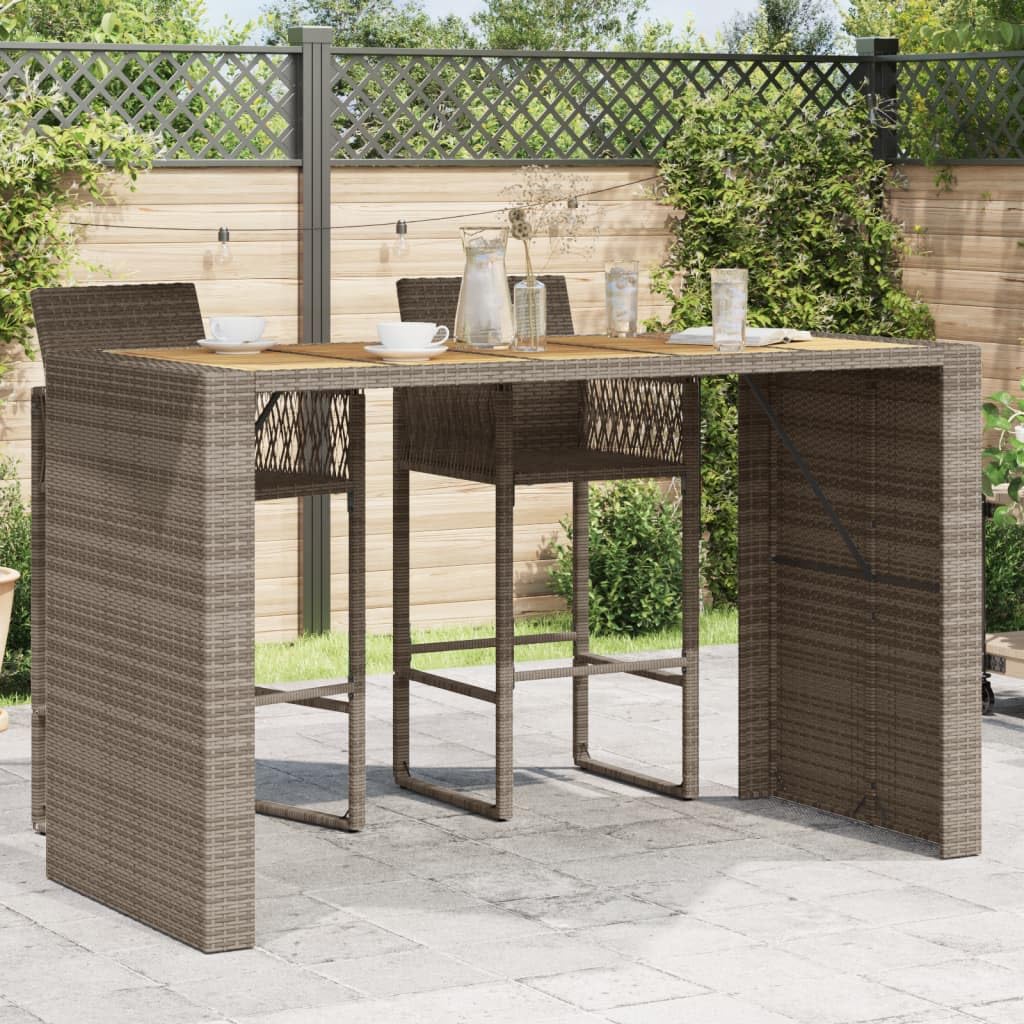 vidaXL Table de Bar de Jardin et Dessus en Bois Acacia résine tressée