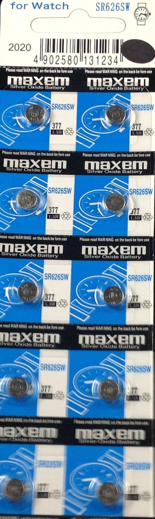 Maxem Watch Battery Button Cell Sr626sw Pack of 200 Batteries