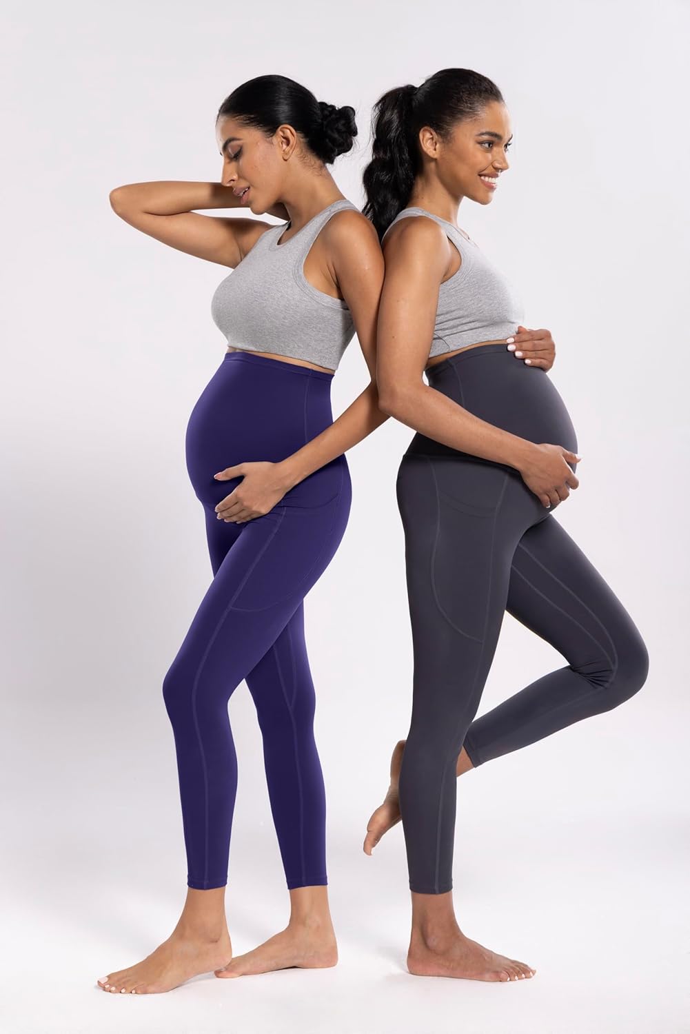 POSHDIVAH Women's Maternity Workout Nakedlux Leggings with Pockets Over The Belly Pregnancy Soft Activewear Yoga Pants - Image 6